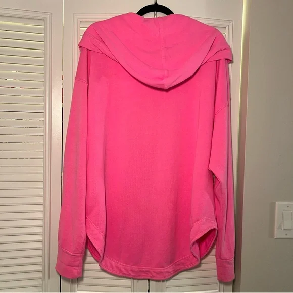 anthropologie Pilcro Warfside Hooded Sweatshirt Bright Pink Sz XL Oversized - Picture 4 of 13